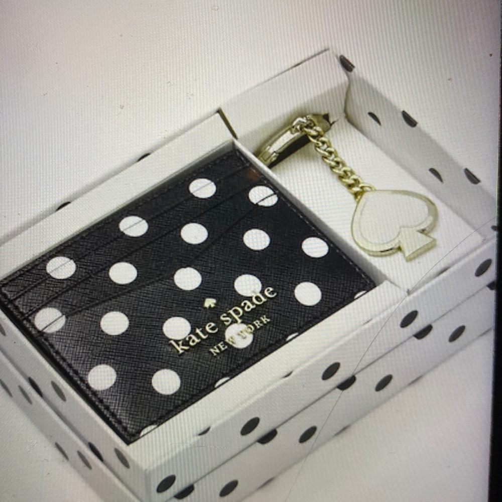 NWT .Cheers boxed card holder.  polkadot card holder, and Kate Spade keychain.